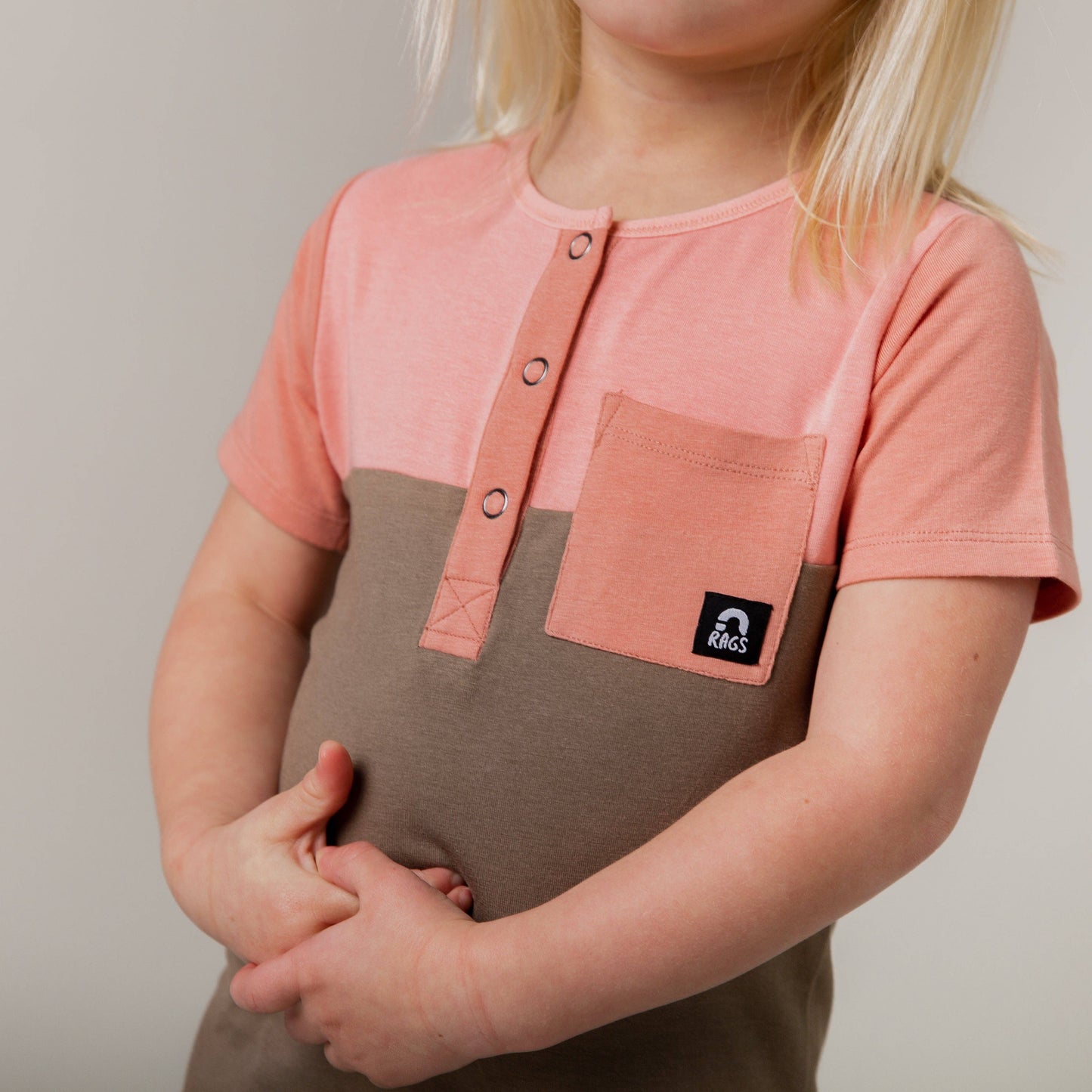 Pink Henley RAGS Romper