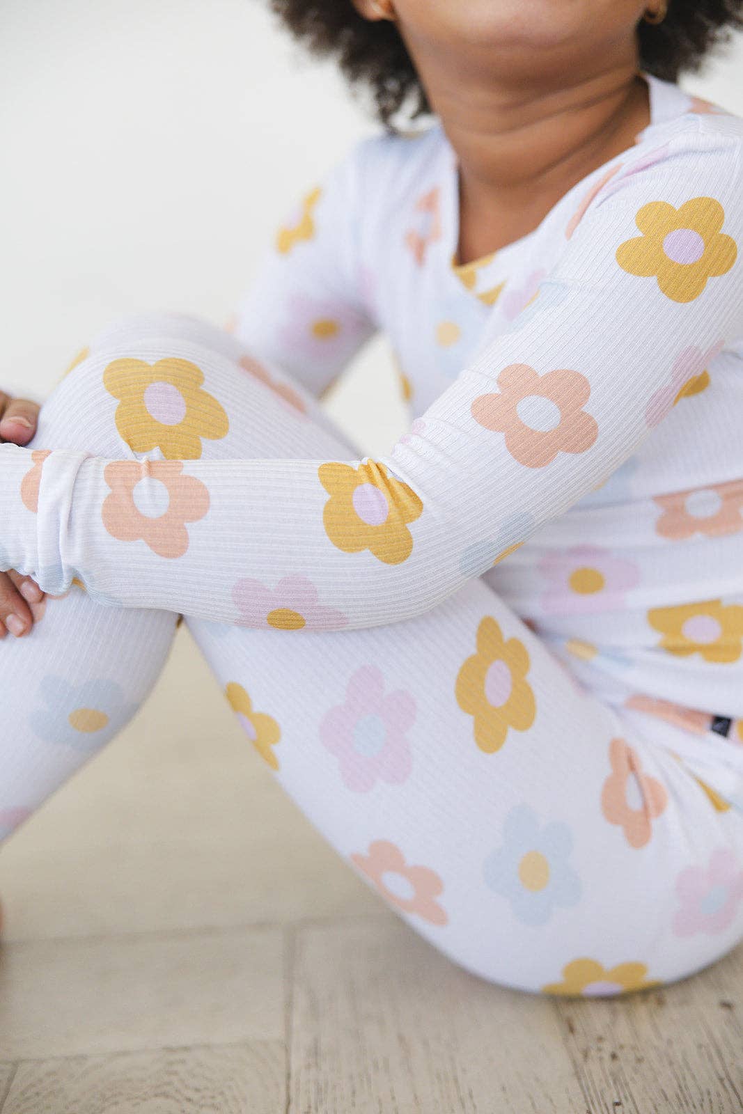 Spring Daisy Ribbed Pajama Set