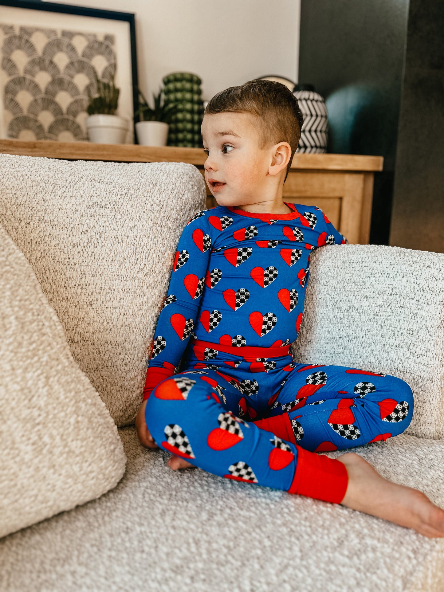 Racing Heart Zippered Pajama Set
