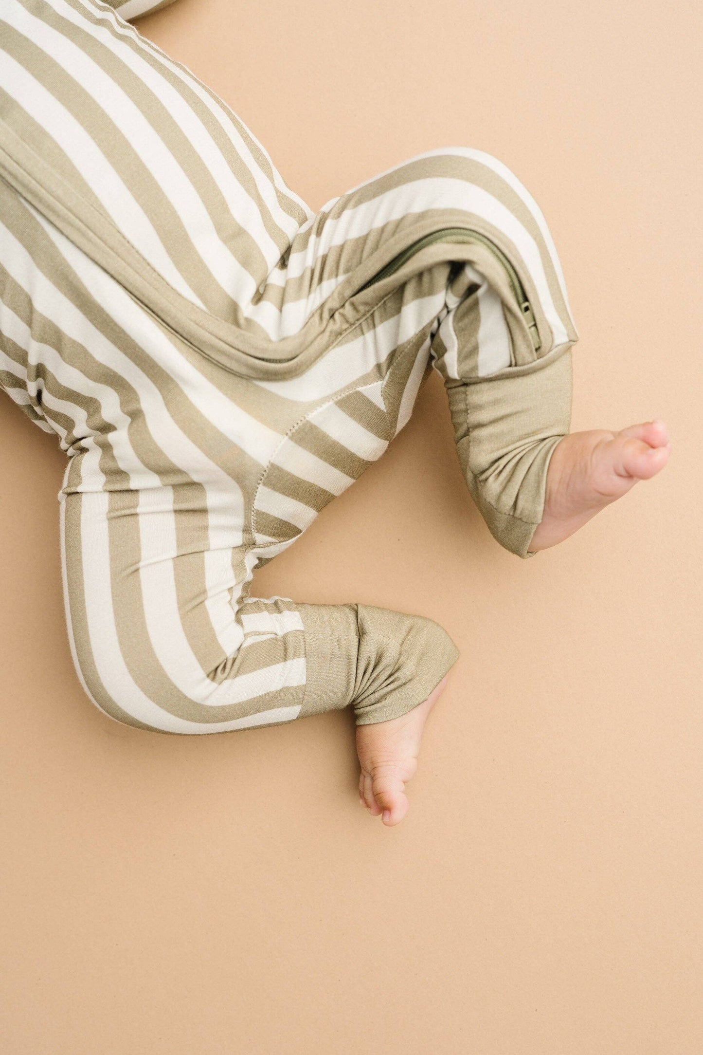 Olive Stripe Zippered Pajama