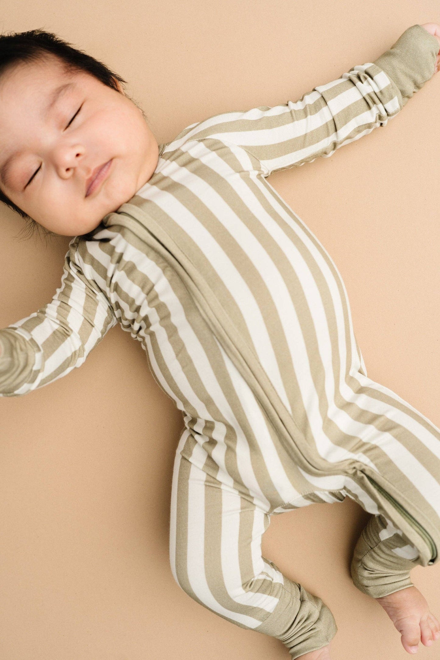 Olive Stripe Zippered Pajama