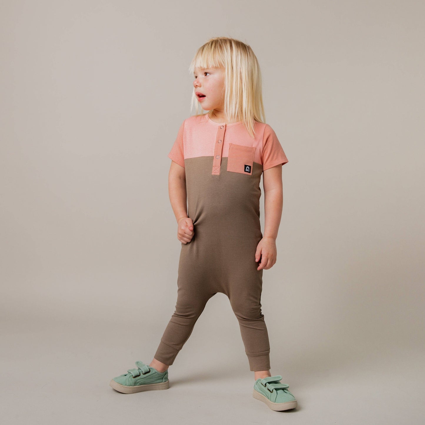 Pink Henley RAGS Romper