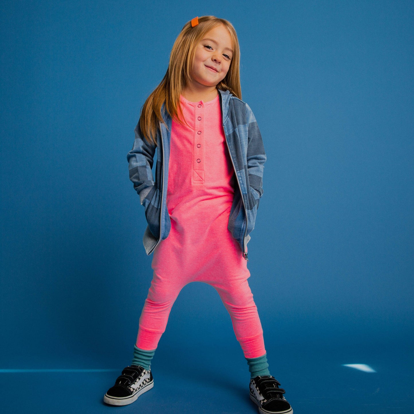 Neon Pink Henley RAGS Romper