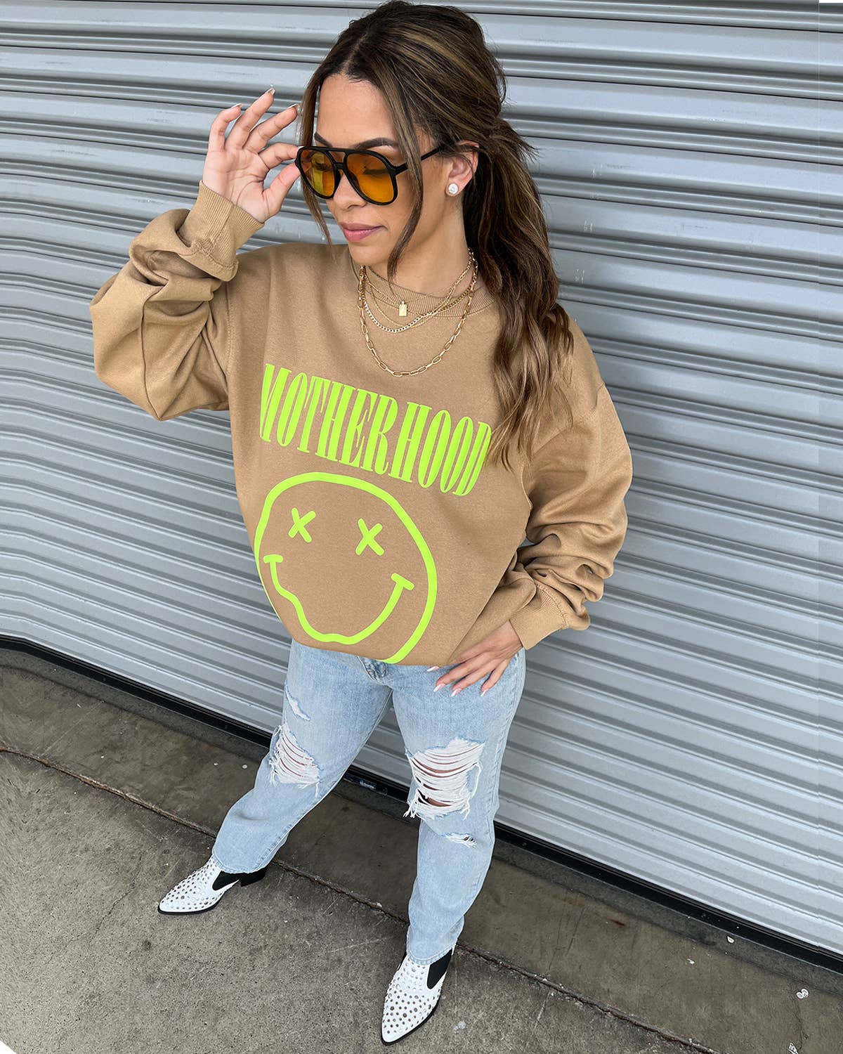 Motherhood Smiley Crewneck