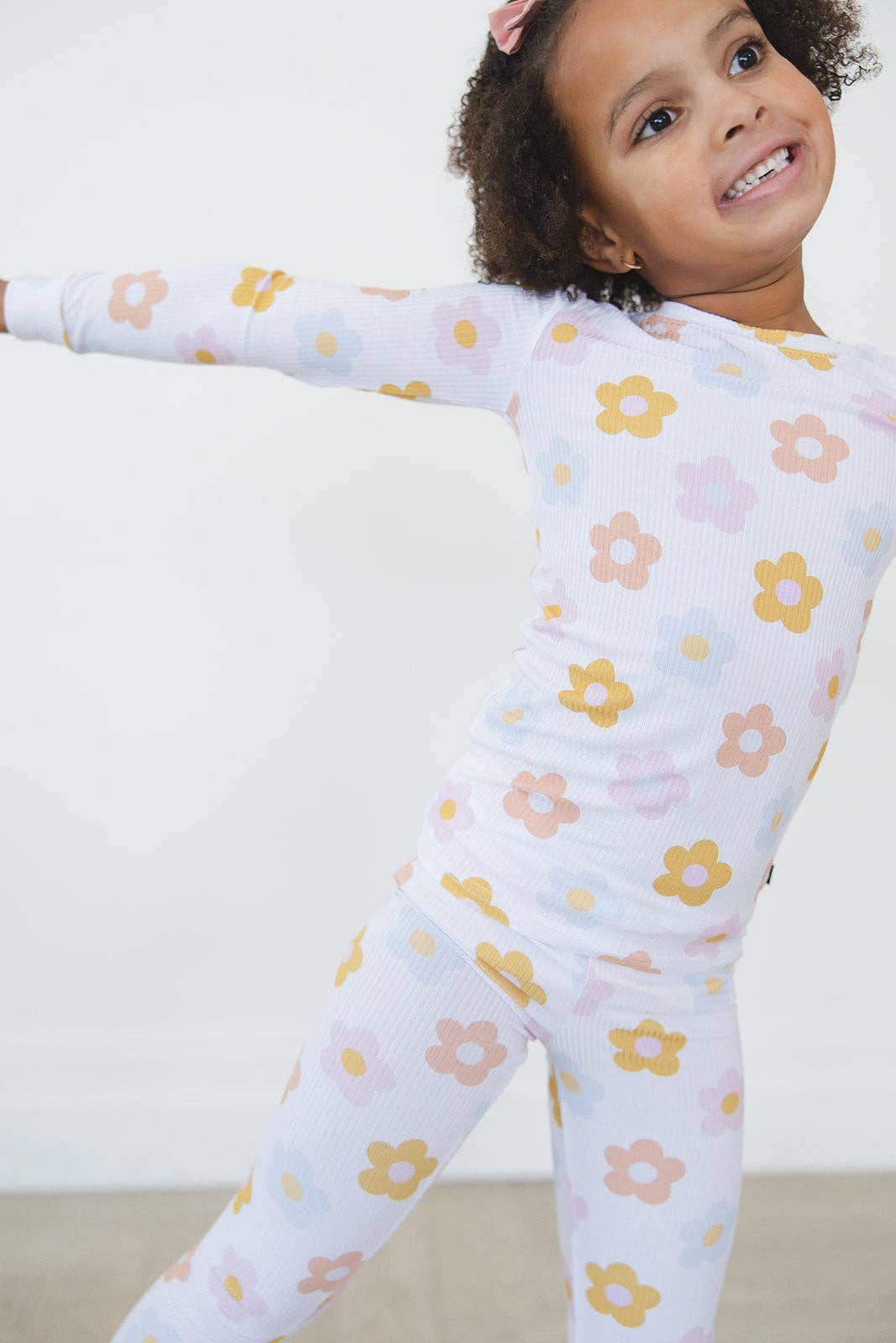 Spring Daisy Ribbed Pajama Set