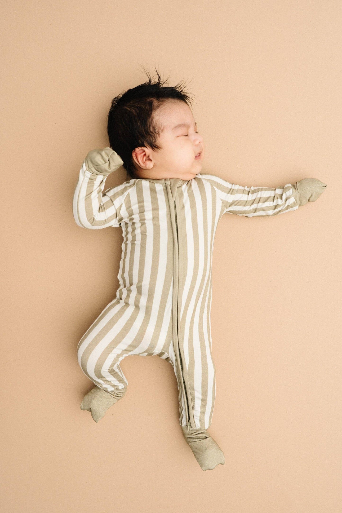 Olive Stripe Zippered Pajama