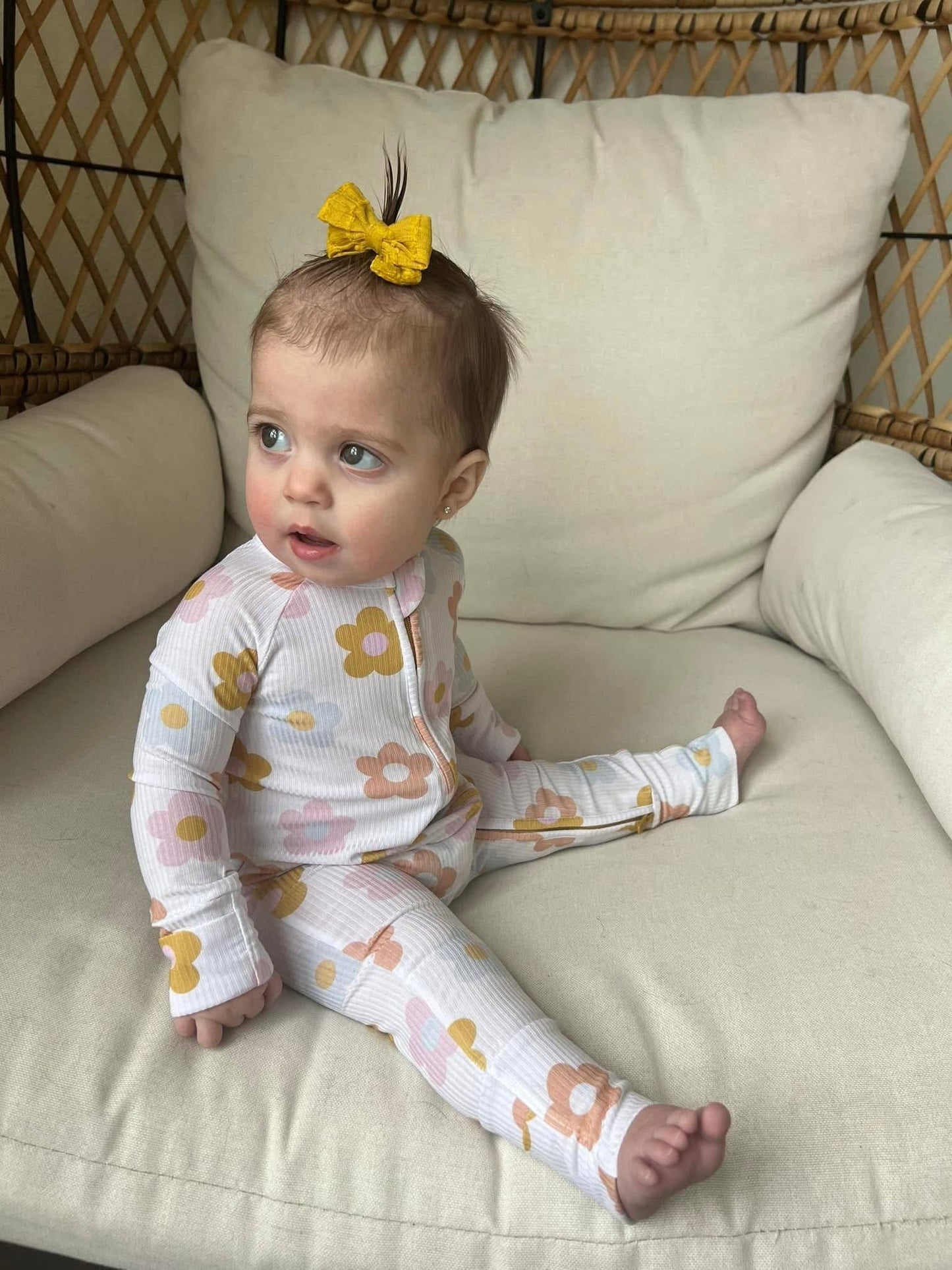 Spring Daisy Ribbed Zippered Pajama