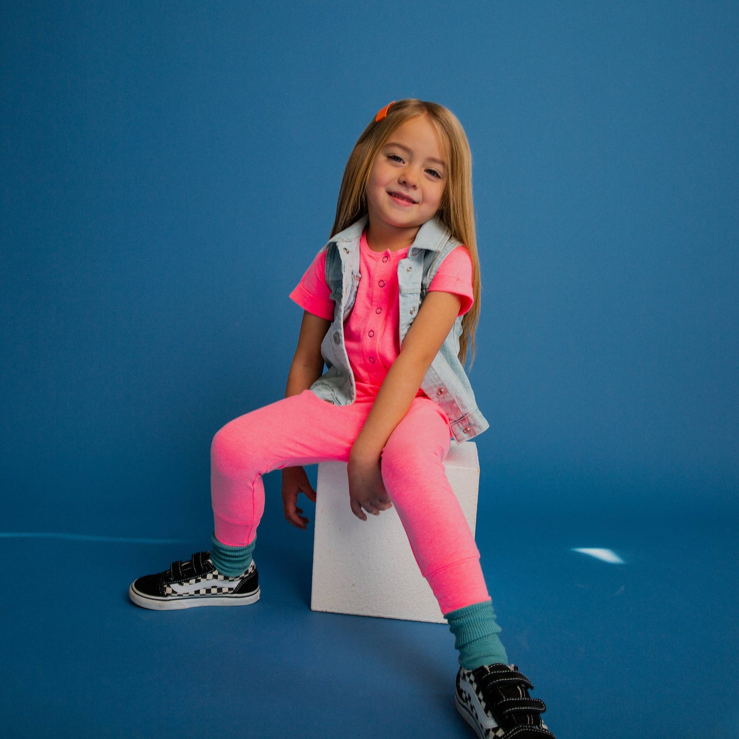 Neon Pink Henley RAGS Romper