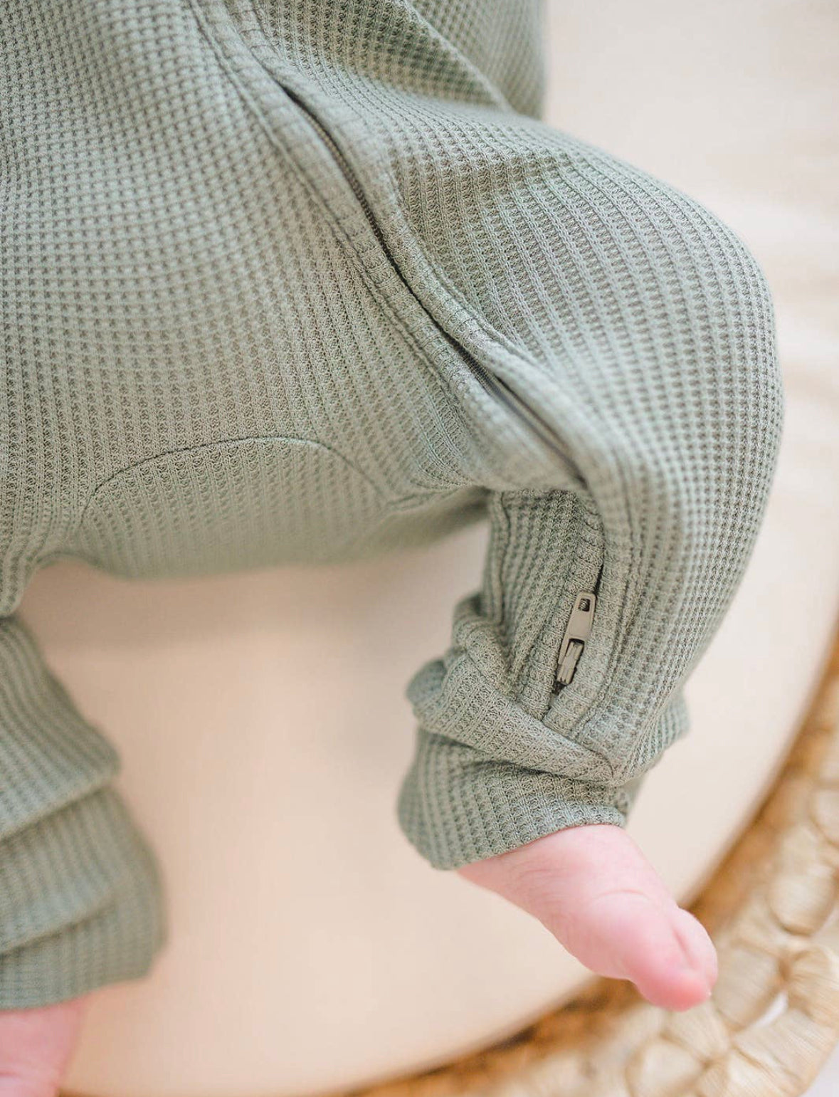 Jade Waffle Zipper Pajama