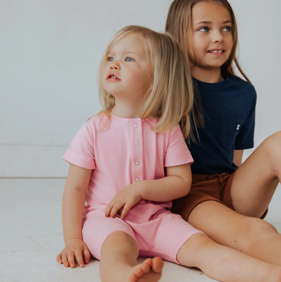 Rags Essentials Short Rolled Sleeve Henley Rag Romper (Multiple Colors)