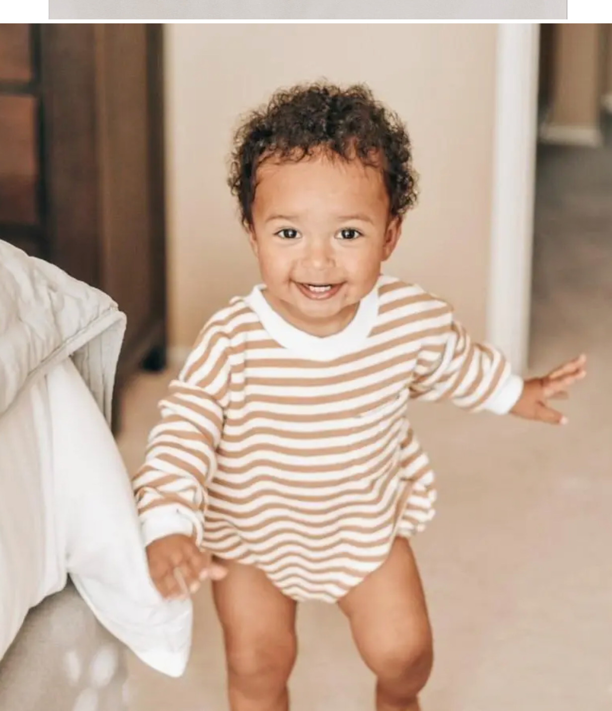 Tan Stripe Sweatshirt Romper