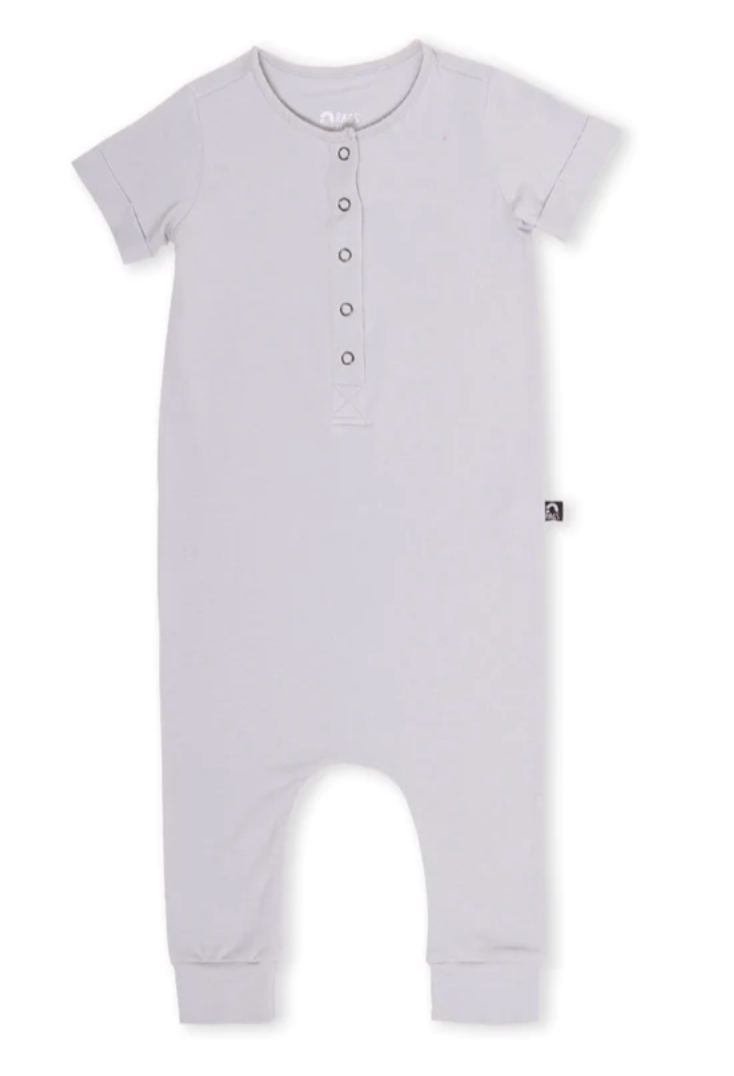 RAGS Short Sleeve Henley Romper - Pearl
