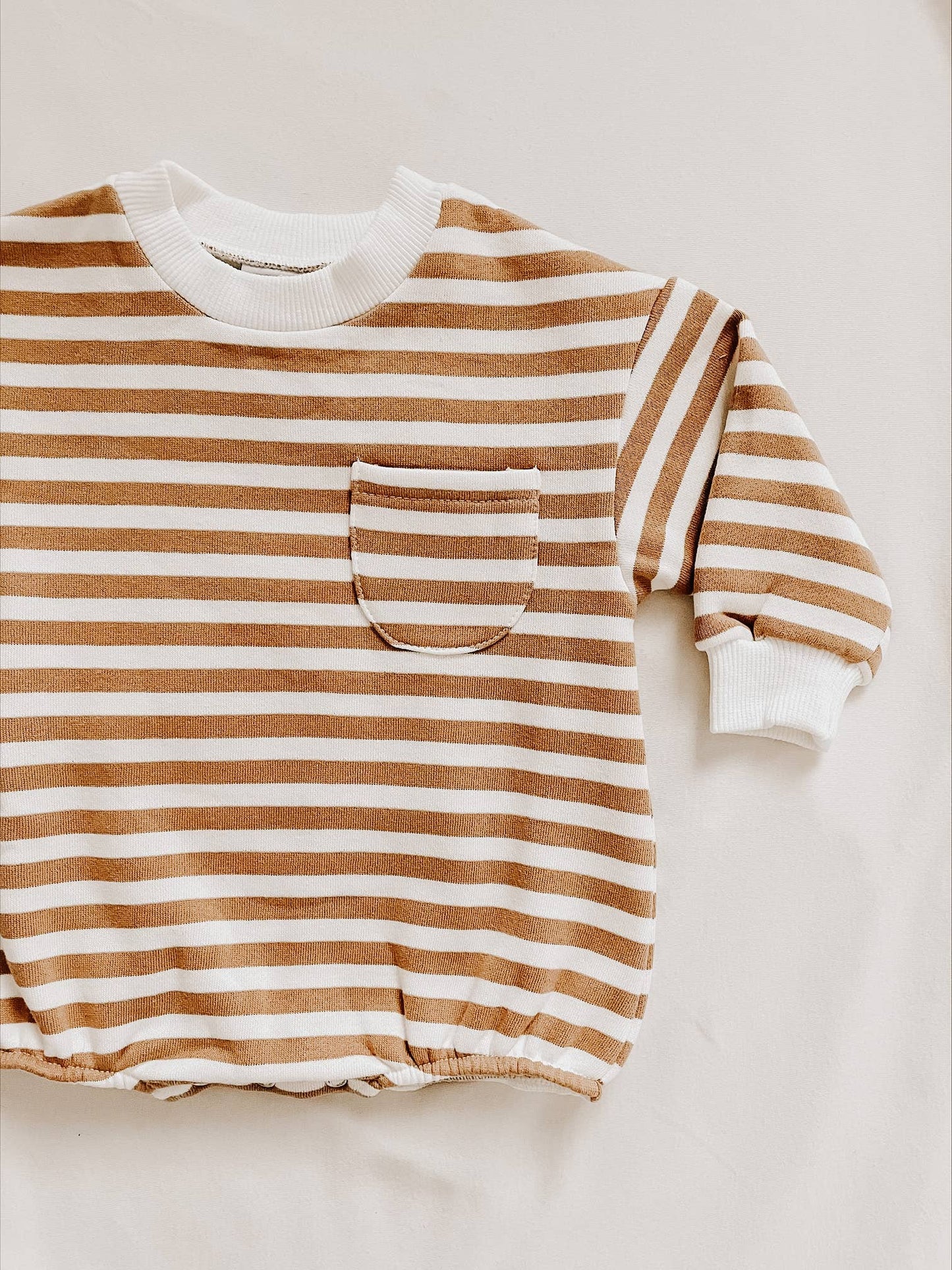 Tan Stripe Sweatshirt Romper