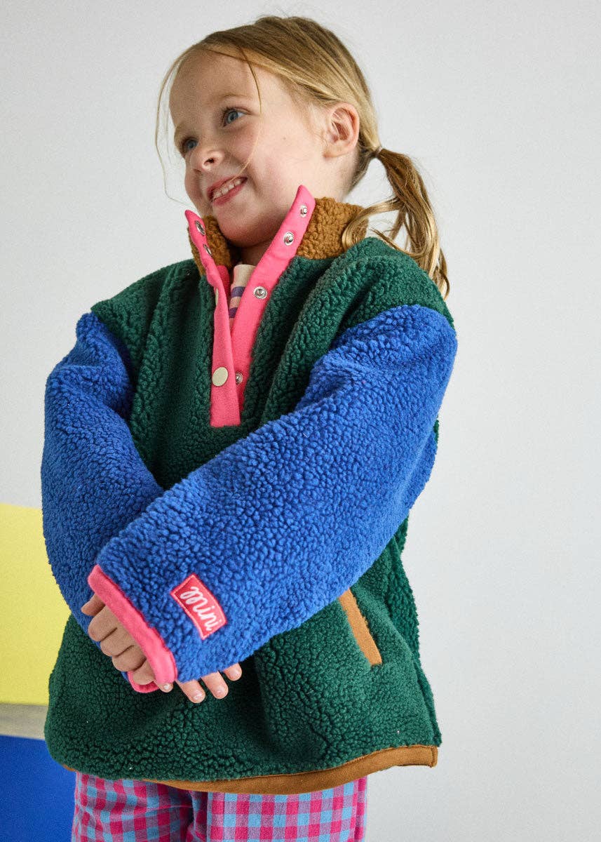 Color Block Fleece Pullover Pink