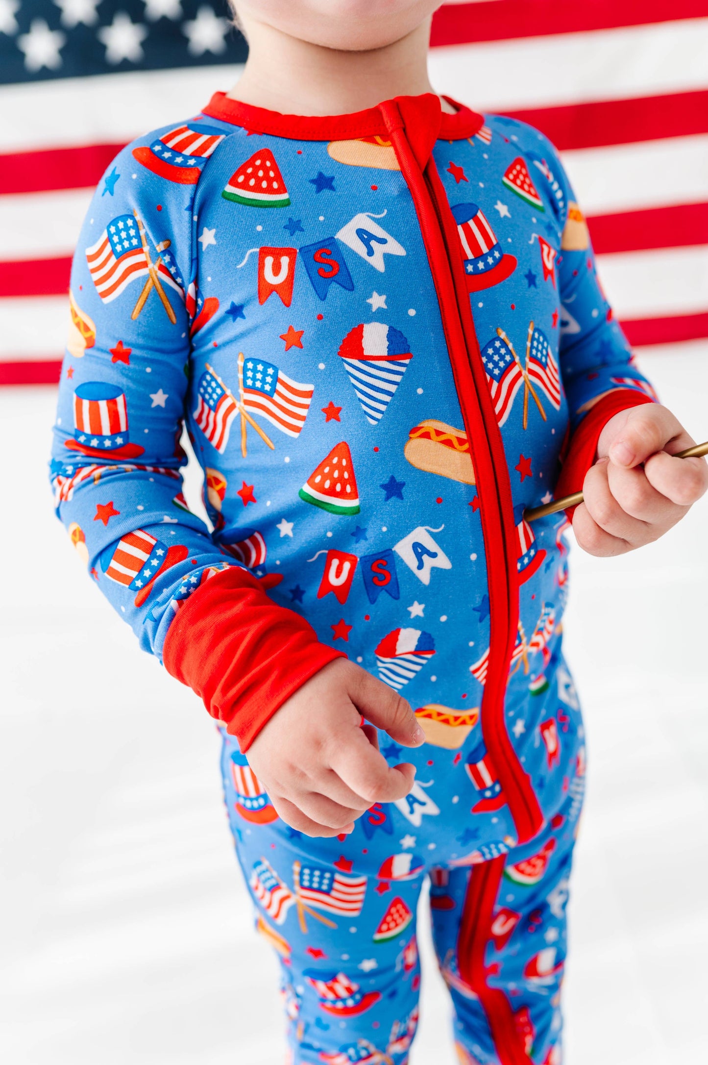 Red, White & Cozy Zippered Pajama