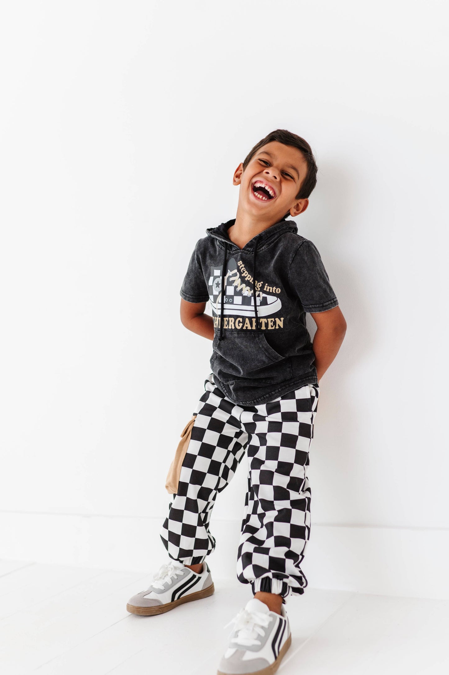 Checkered Black+White Cargo Joggers