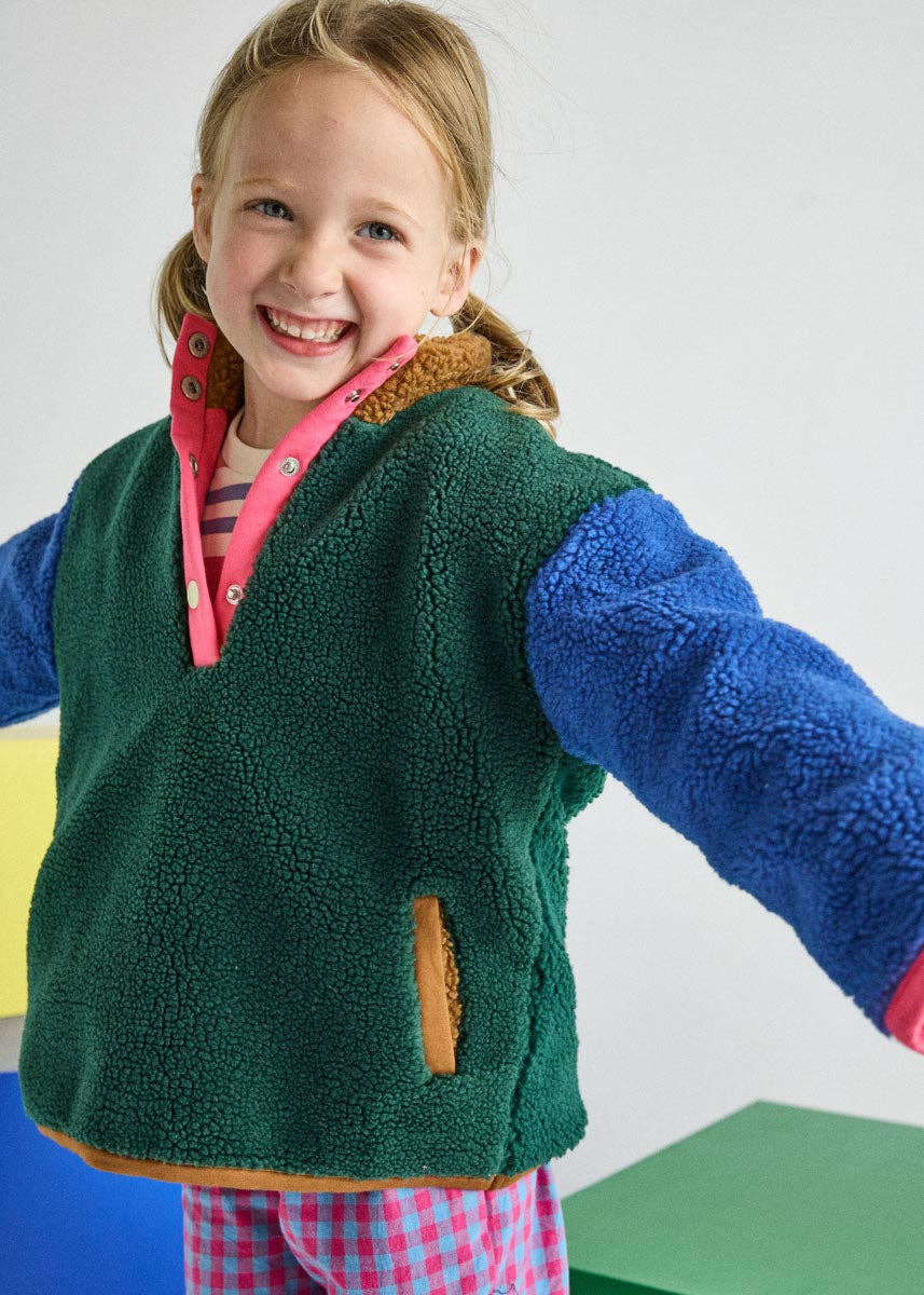 Color Block Fleece Pullover Pink