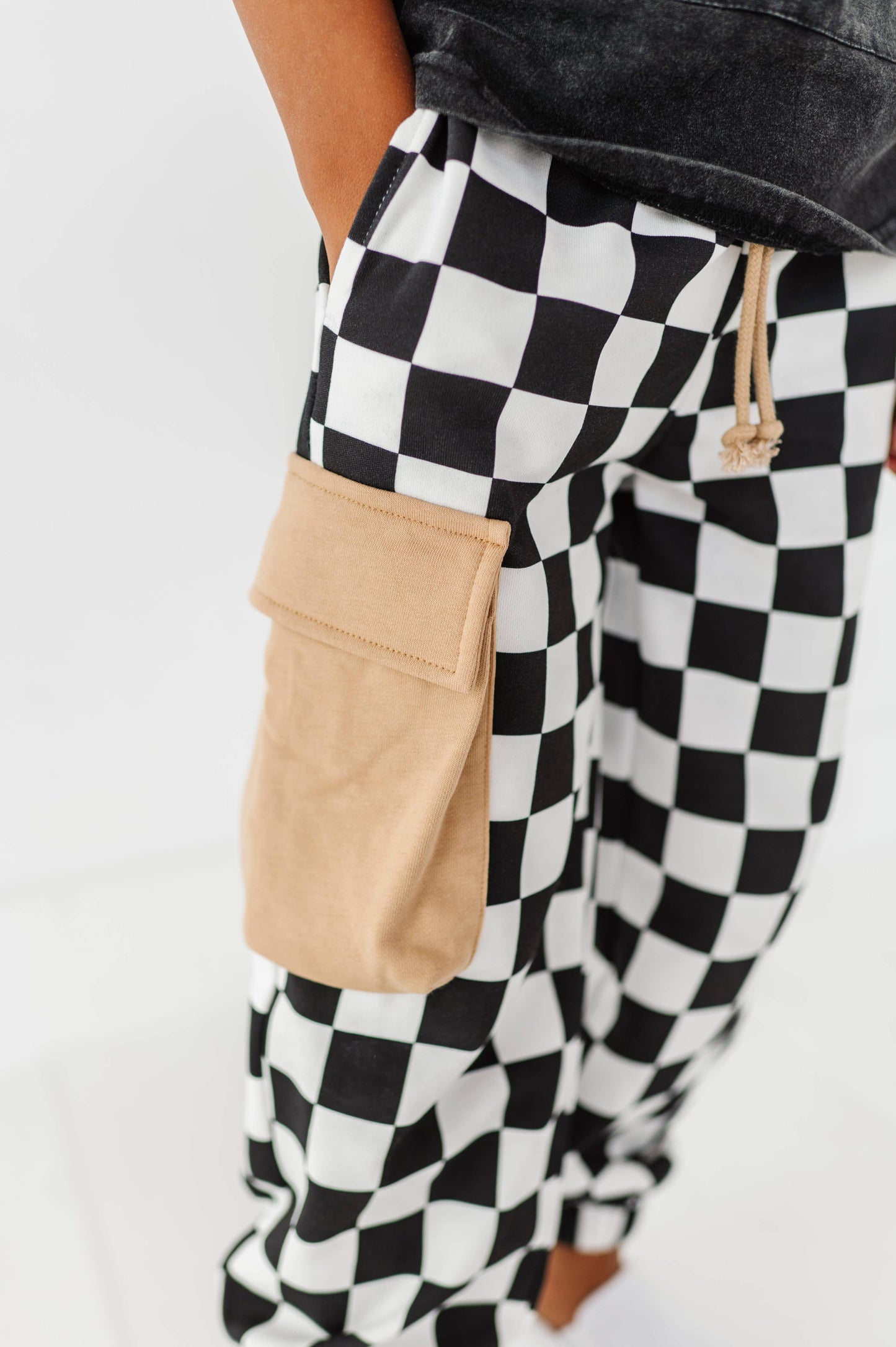 Checkered Black+White Cargo Joggers