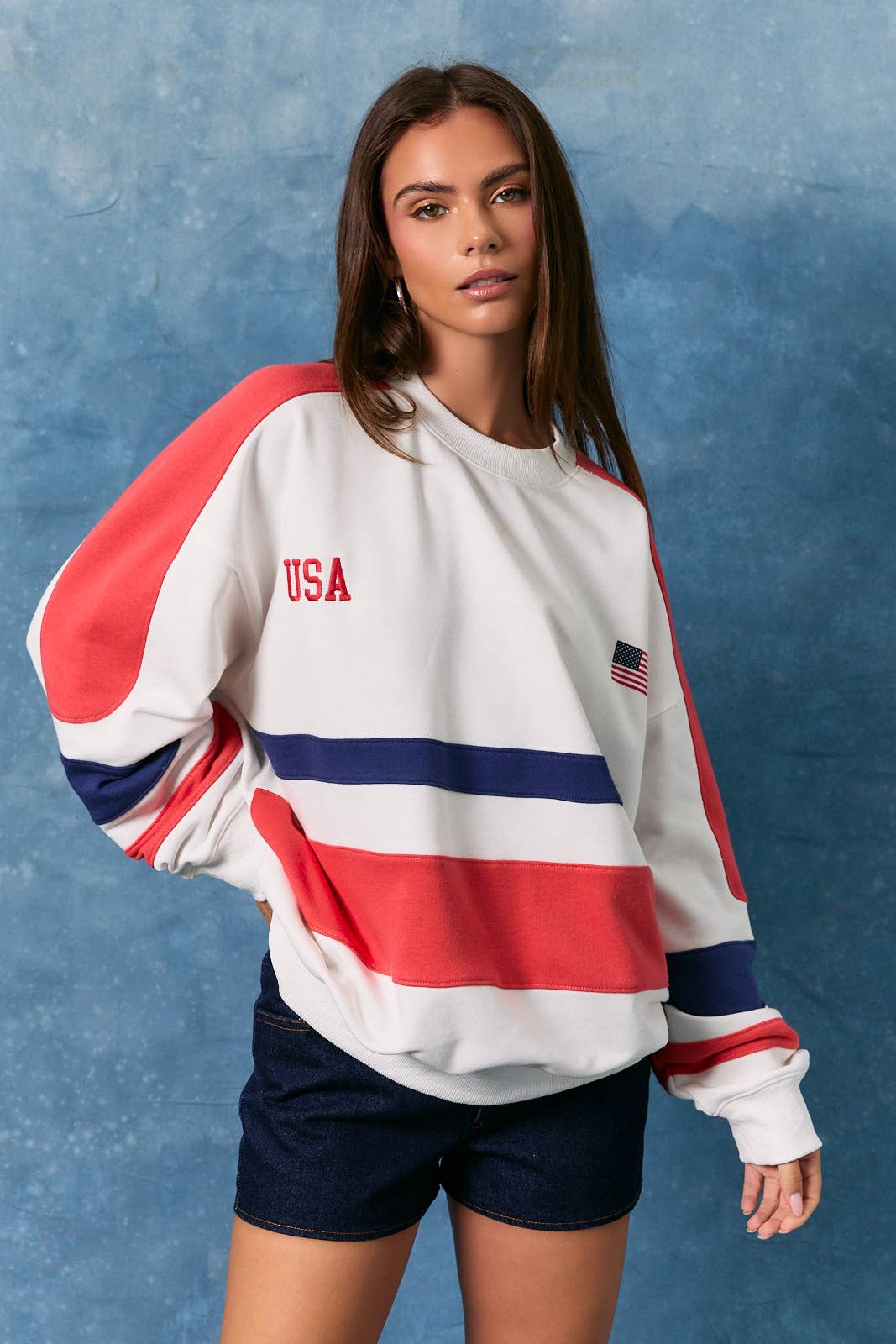 USA Colorblock Crewneck