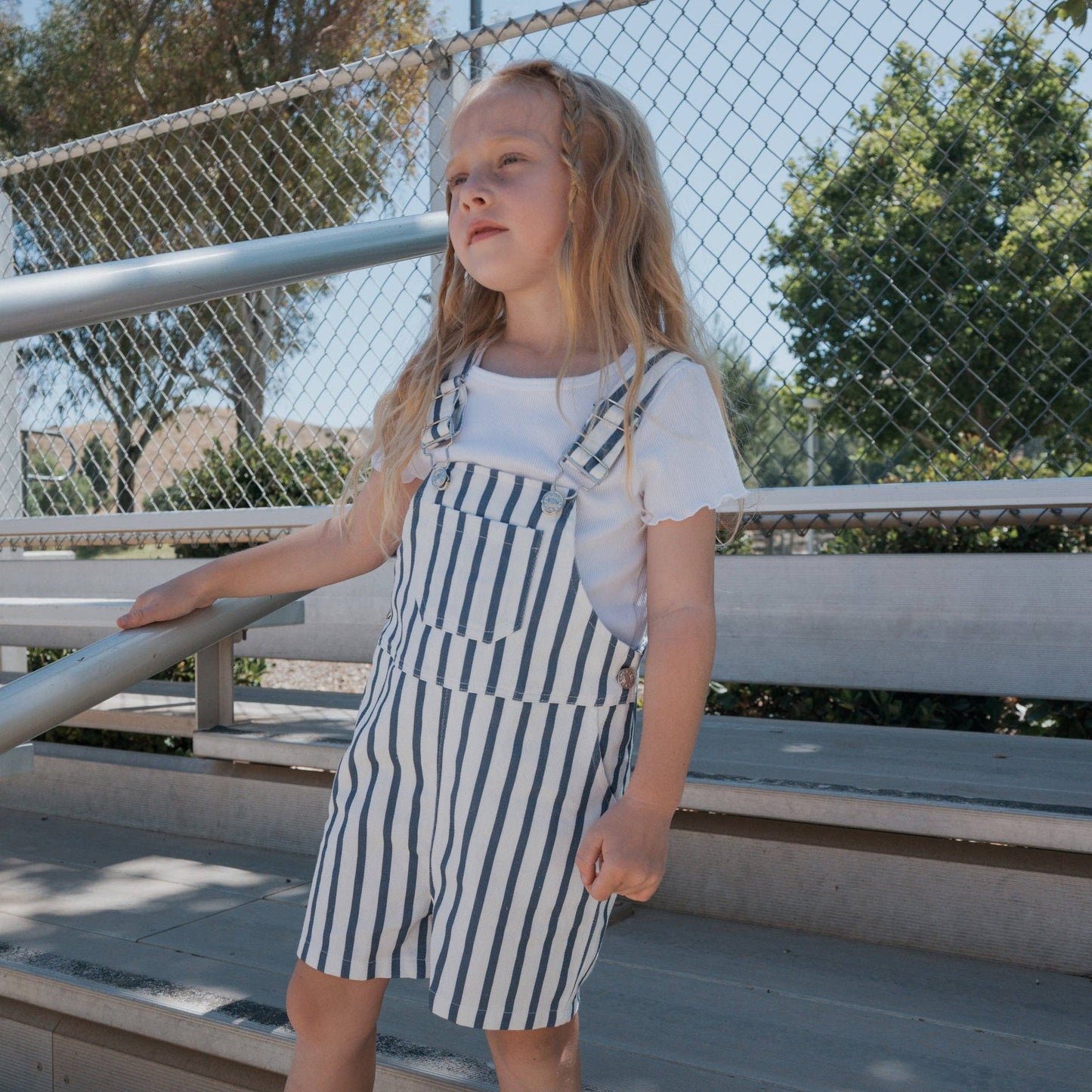 Denim Stripe Overalls