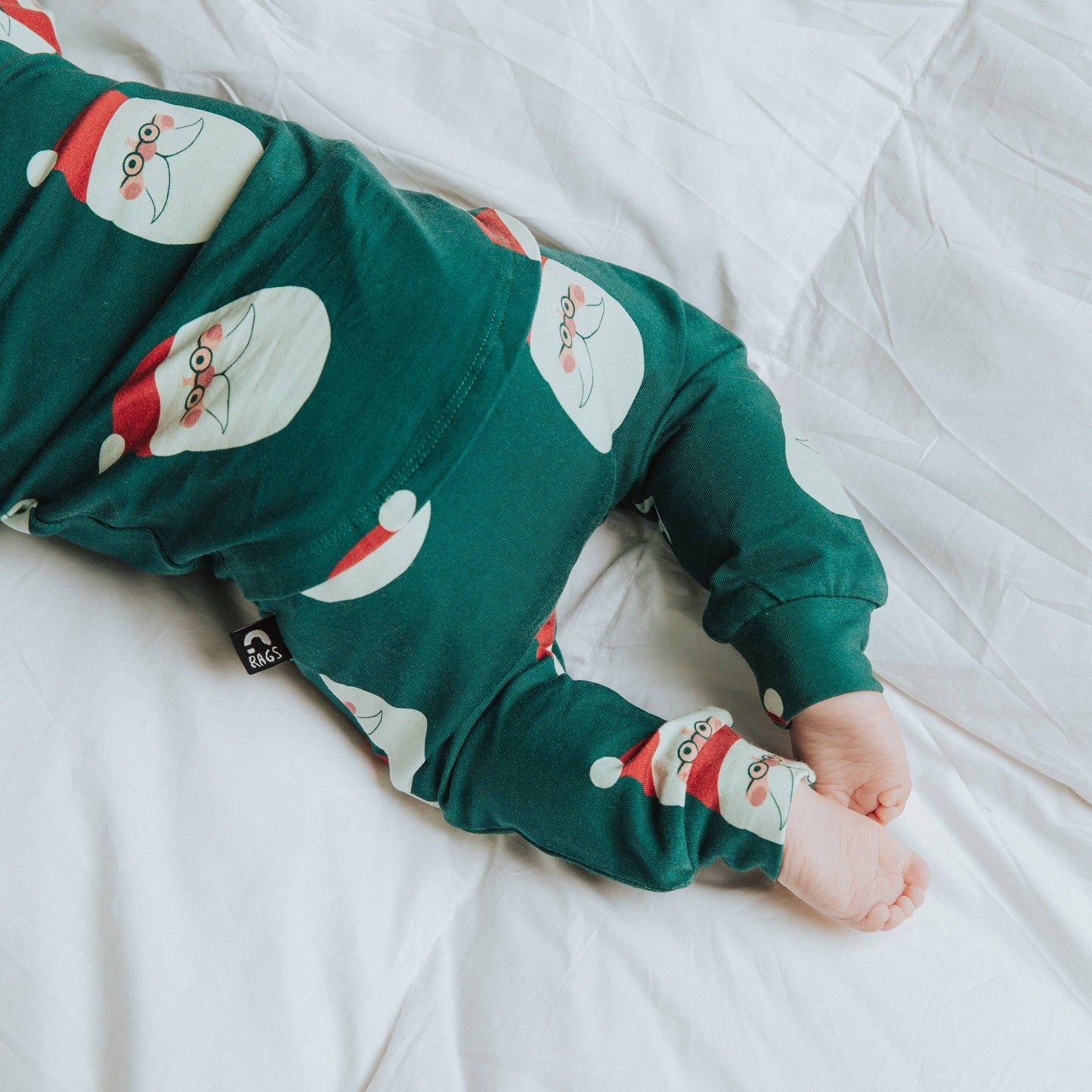 Peekabooty™ Rag Romper Ho Ho Ho Green Check