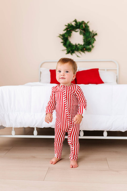 Holiday Red Stripe Zippered Pajama