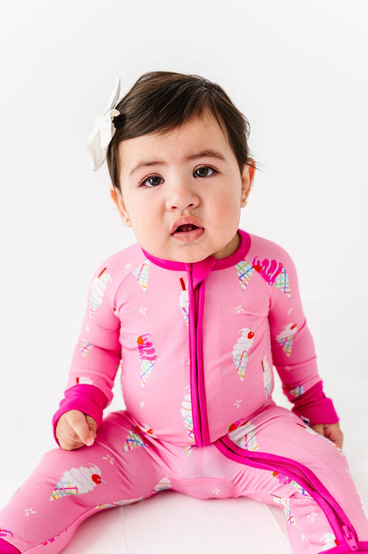 Sundae Funday Pink Zippered Pajama