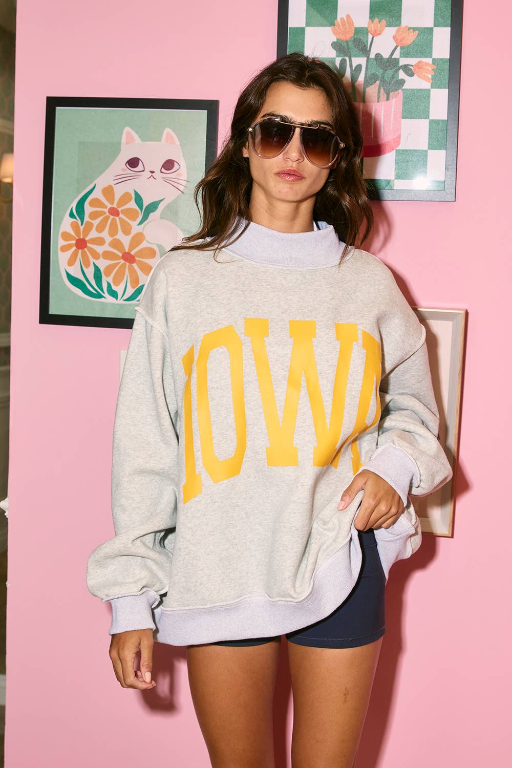 Iowa Reversible Mock Crewneck
