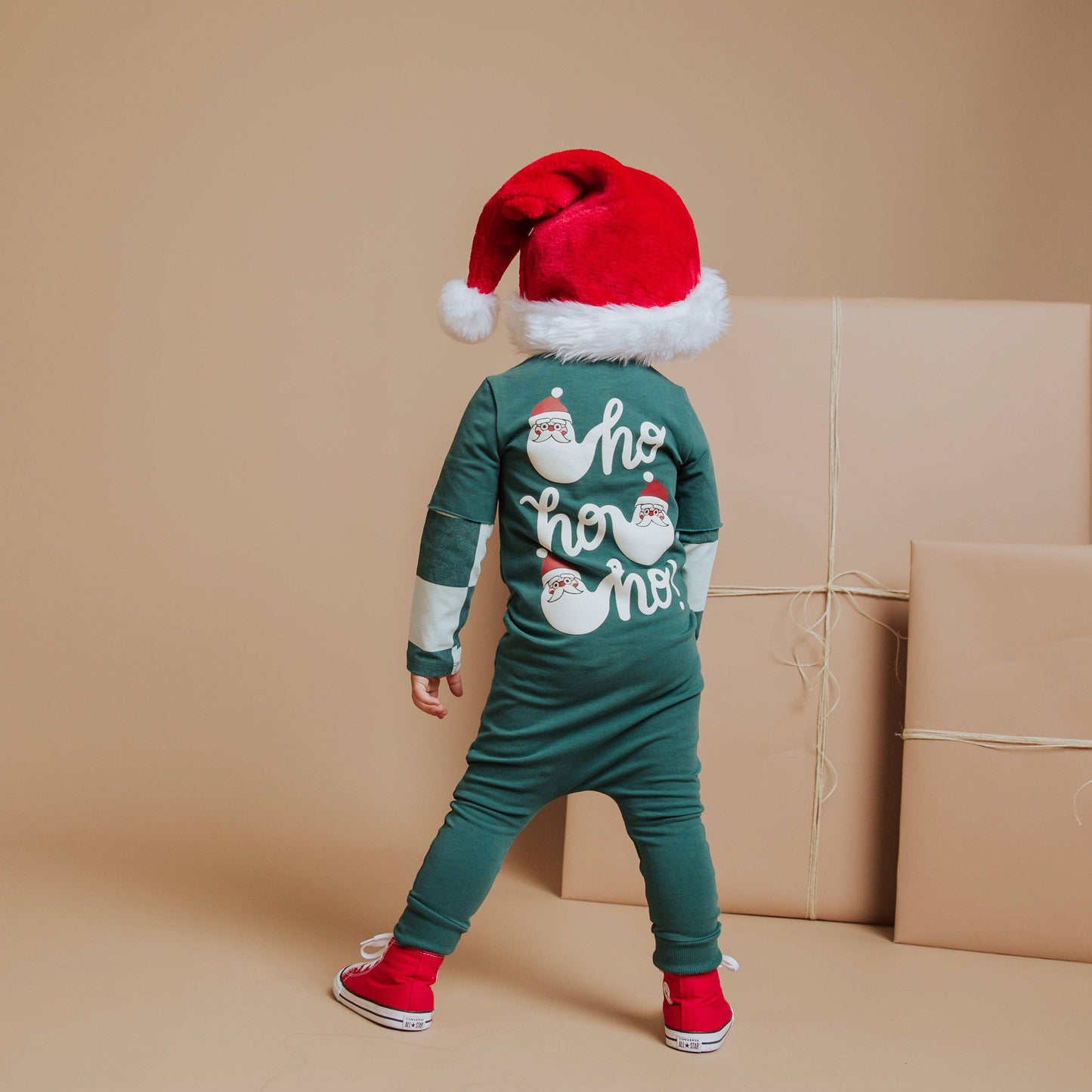 Layered Rag Romper  Ho Ho Ho Green Check