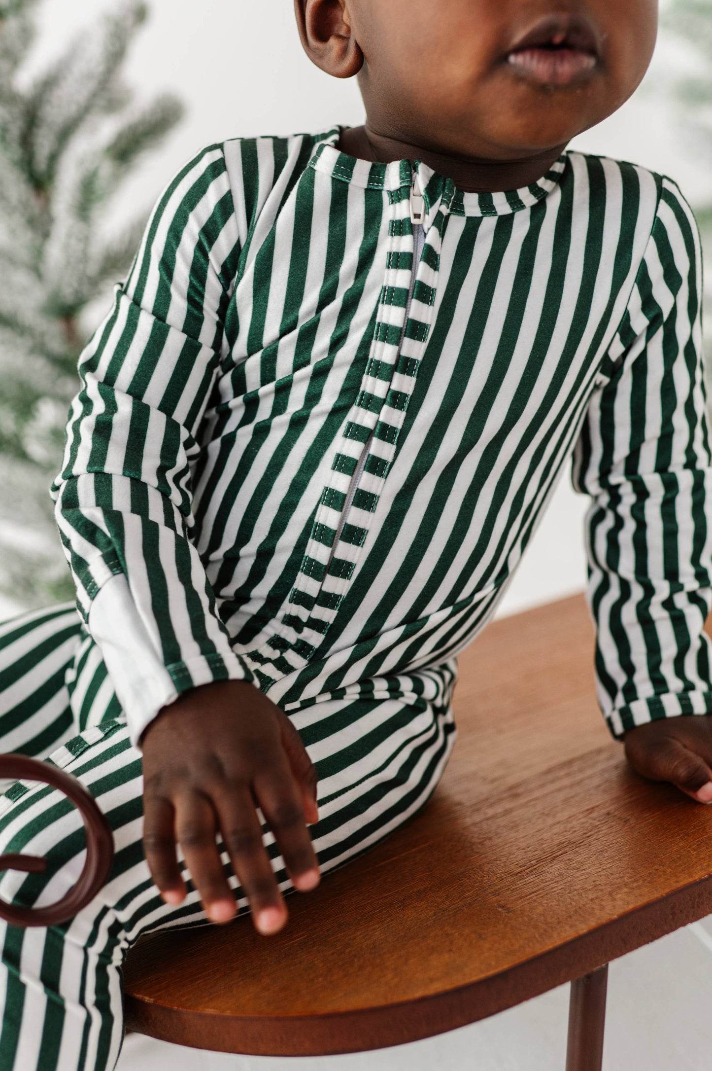 Holiday Green Stripe Zippered Pajama