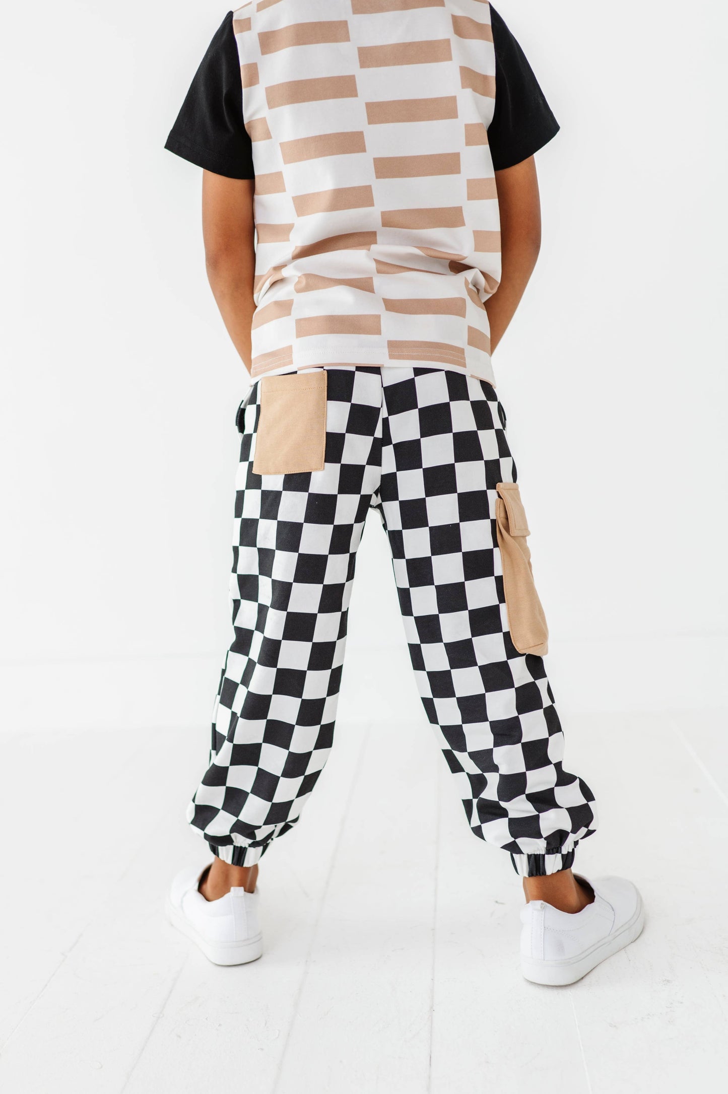 Checkered Black+White Cargo Joggers