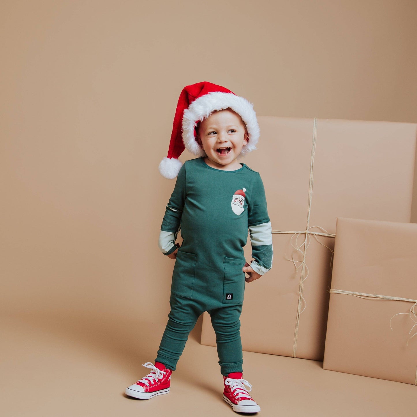Layered Rag Romper  Ho Ho Ho Green Check