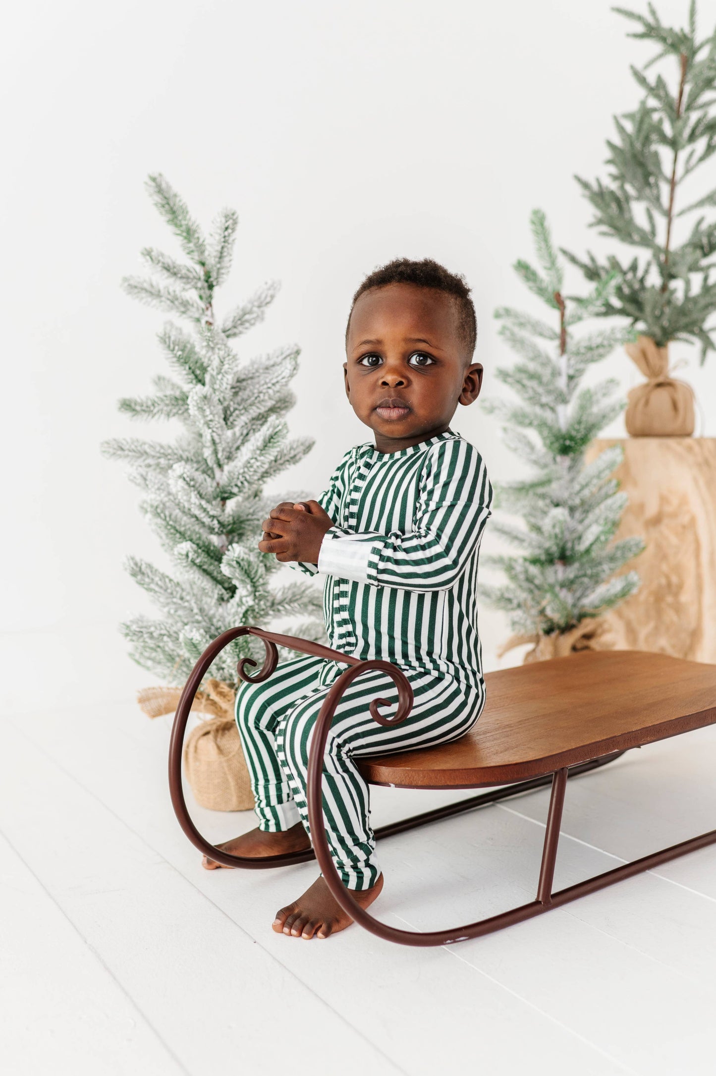 Holiday Green Stripe Zippered Pajama