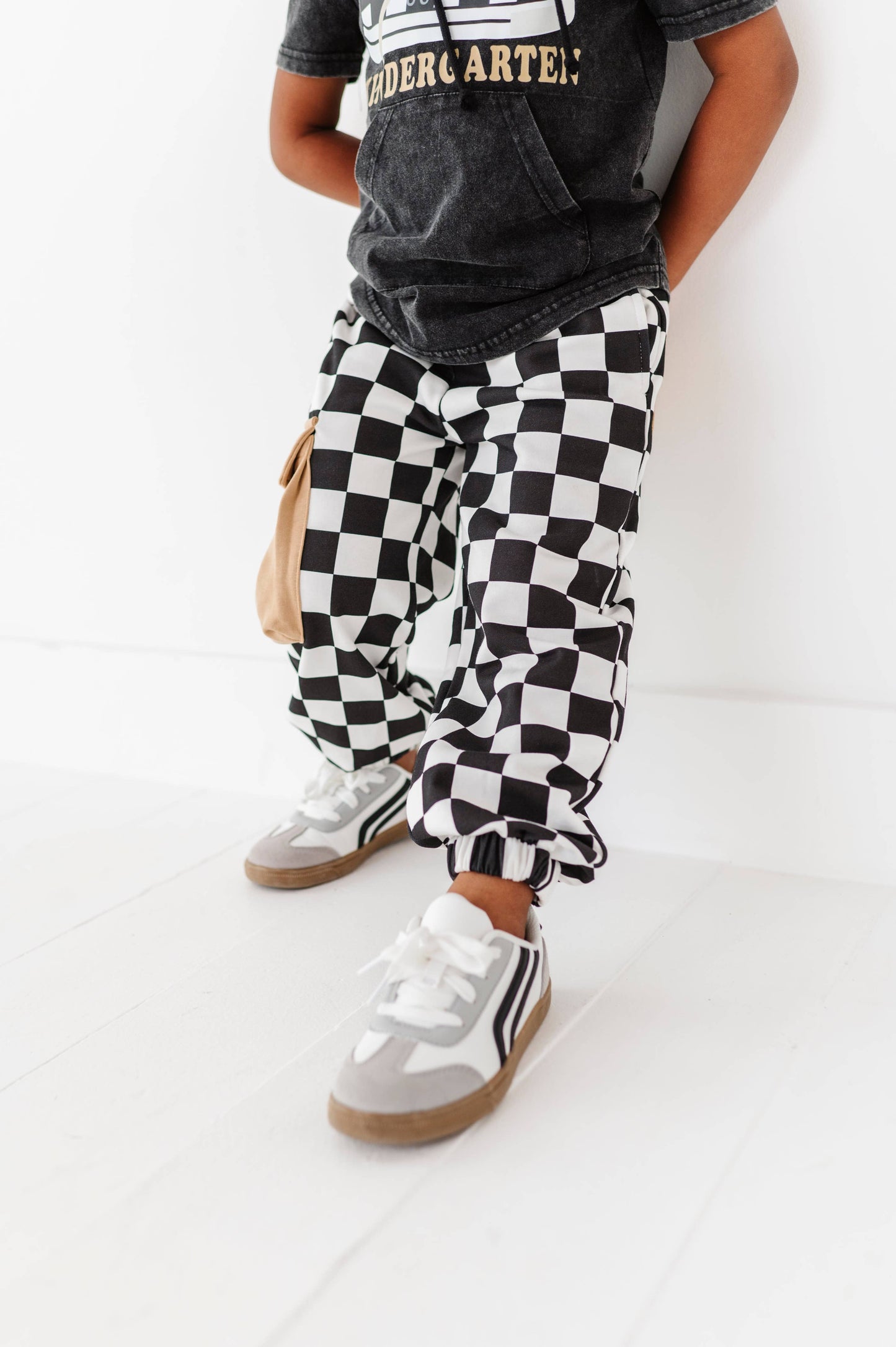 Checkered Black+White Cargo Joggers