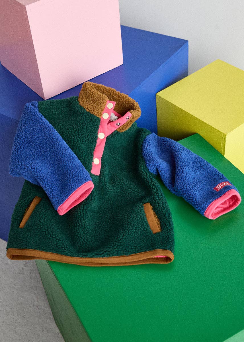 Color Block Fleece Pullover Pink