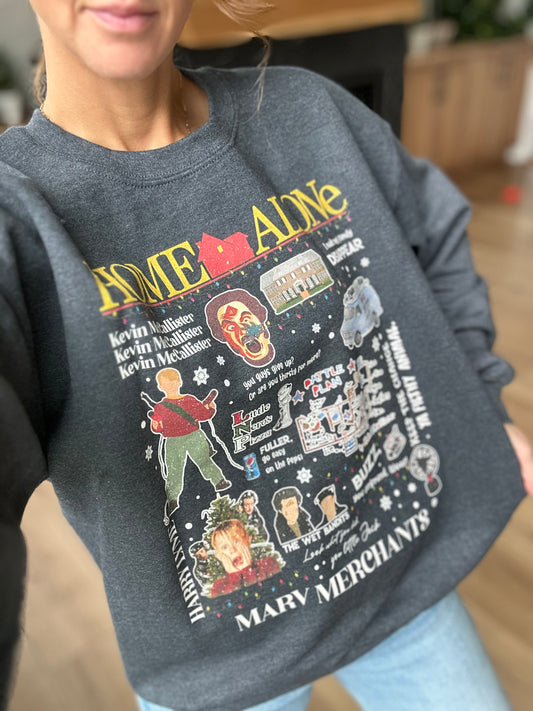 Retro Home Alone Christmas Movie Sweatshirt, Kevin Christmas: Custom / L / Unisex Sweatshirt