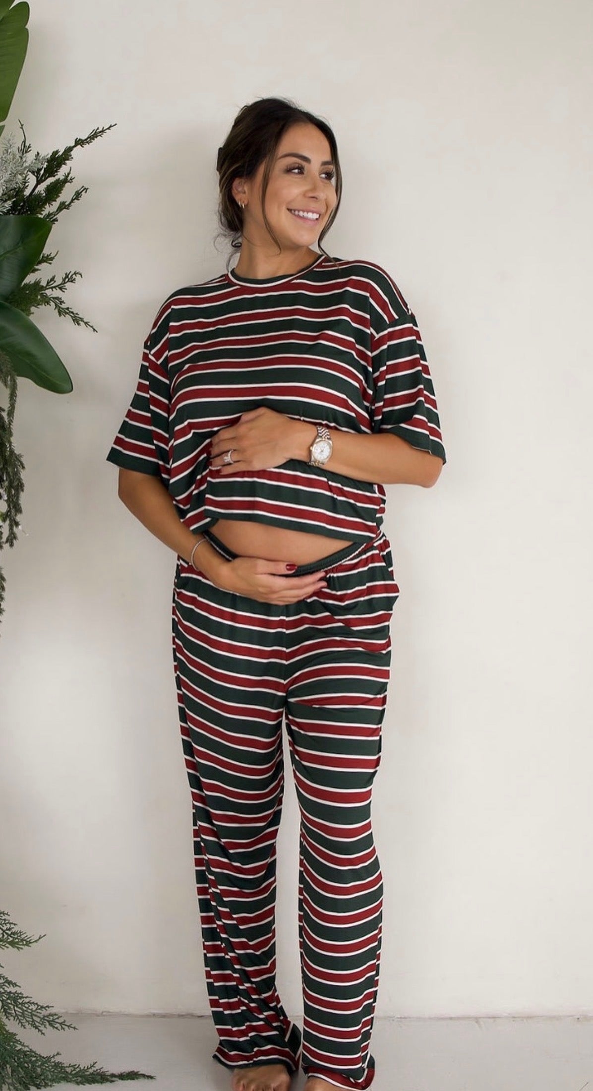 *Pre Order* Holiday Stripe Women's Boxy Tee Set