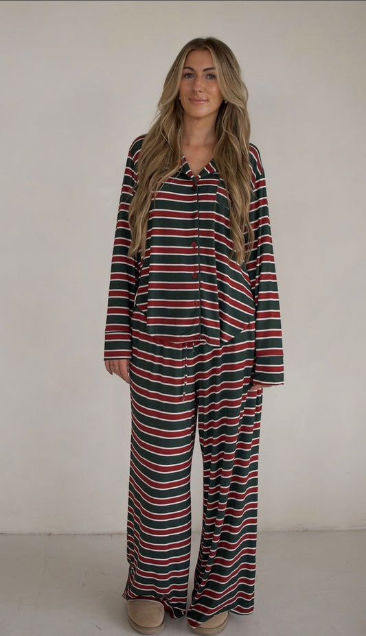 *Pre Order* Holiday Stripe Women's Button Set
