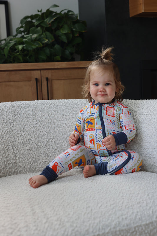 Safari Stamp Zippered Pajama