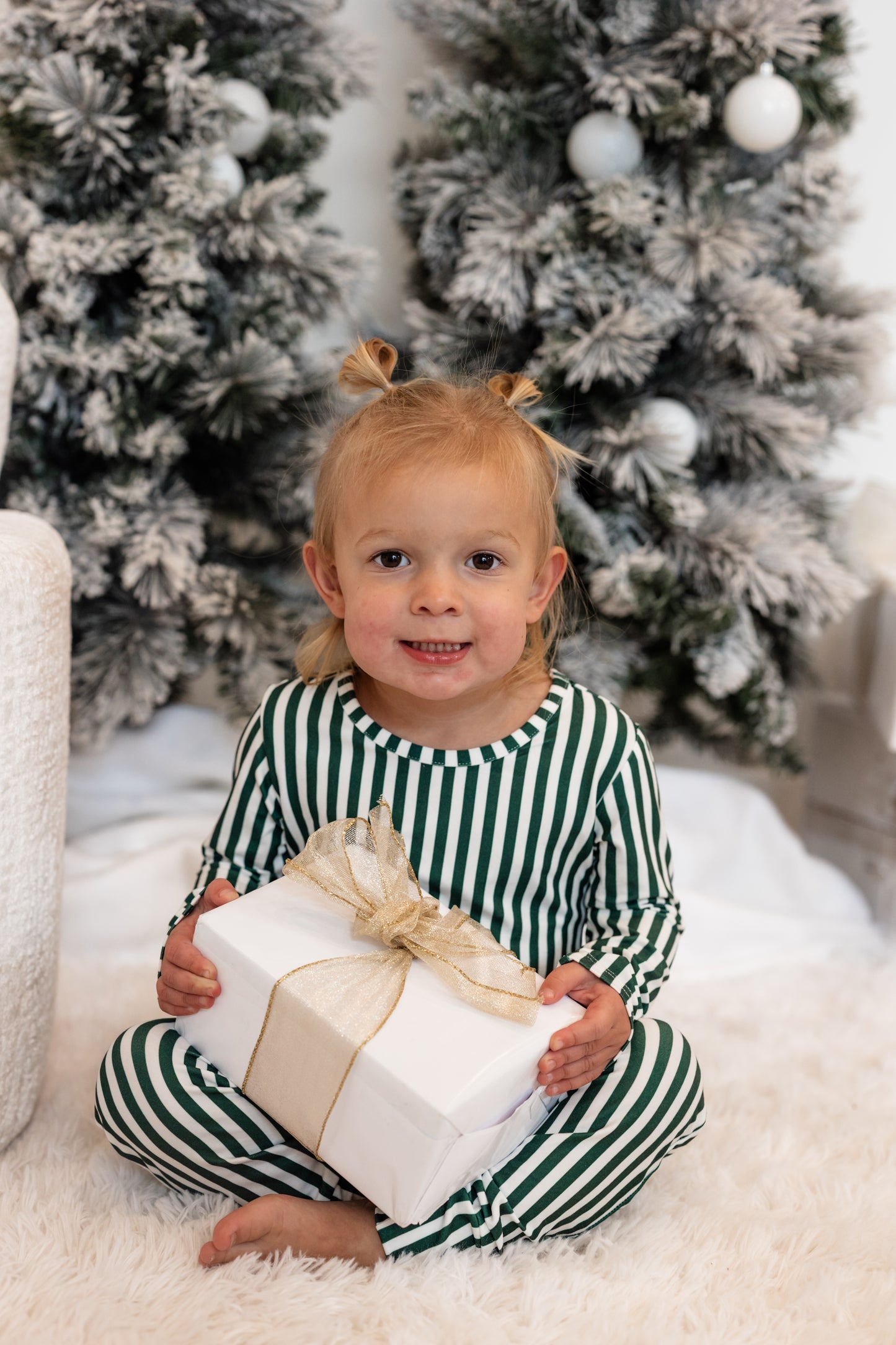 Green Holiday Stripe Jogger Two Piece Set