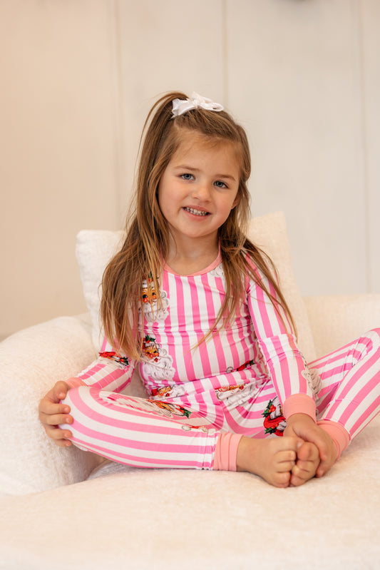 Pink Classic Santa Two Piece Pajama Set