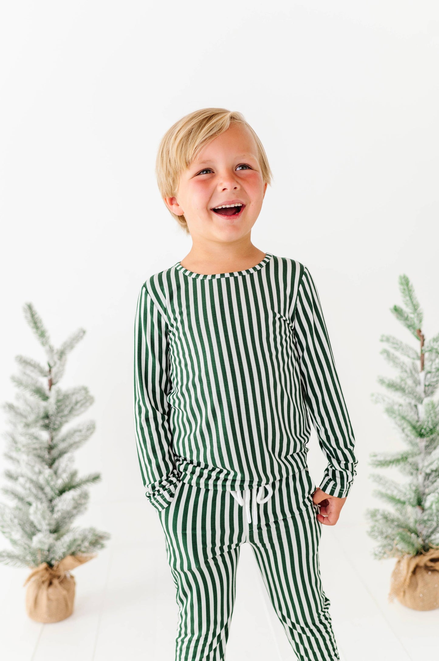 Green Holiday Stripe Jogger Two Piece Set