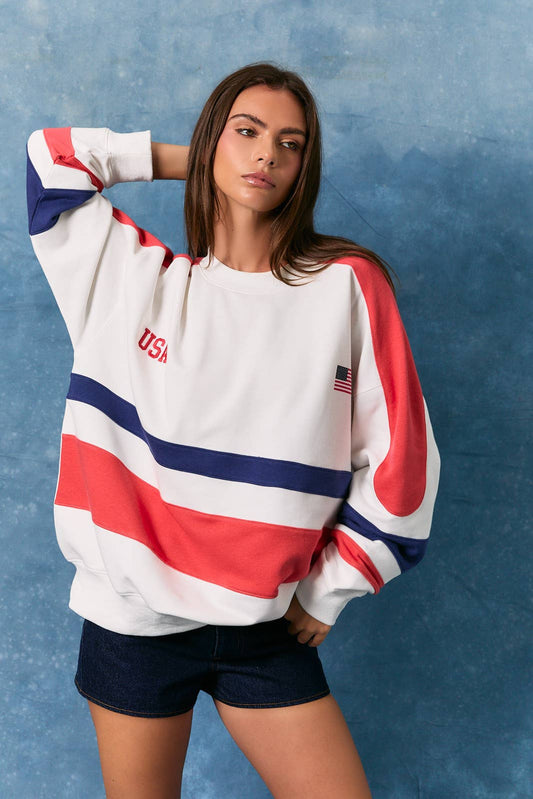 USA Colorblock Crewneck