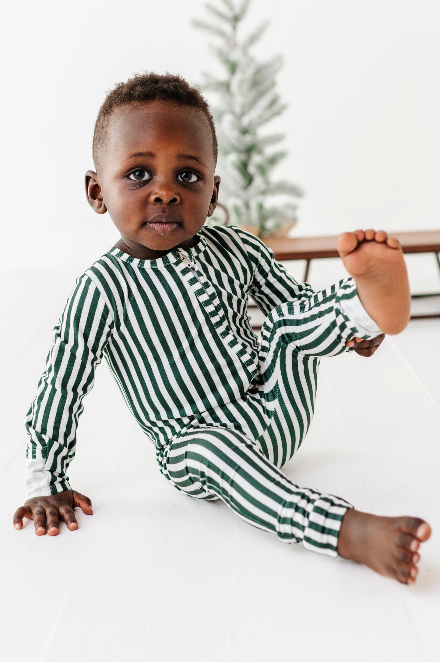 Holiday Green Stripe Zippered Pajama