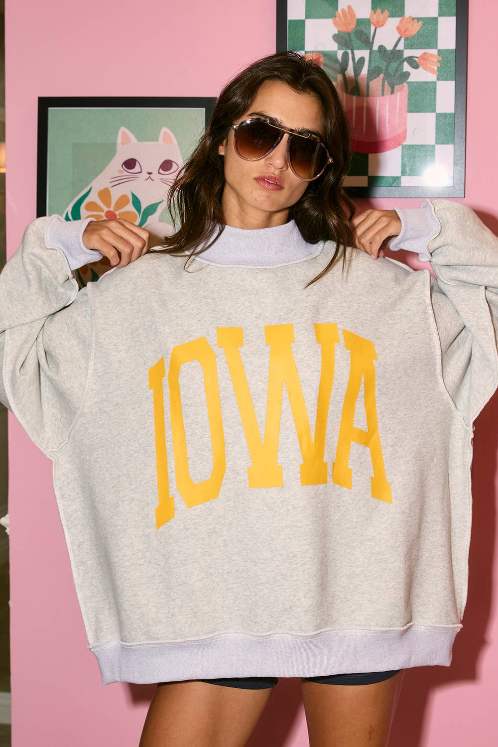 Iowa Reversible Mock Crewneck