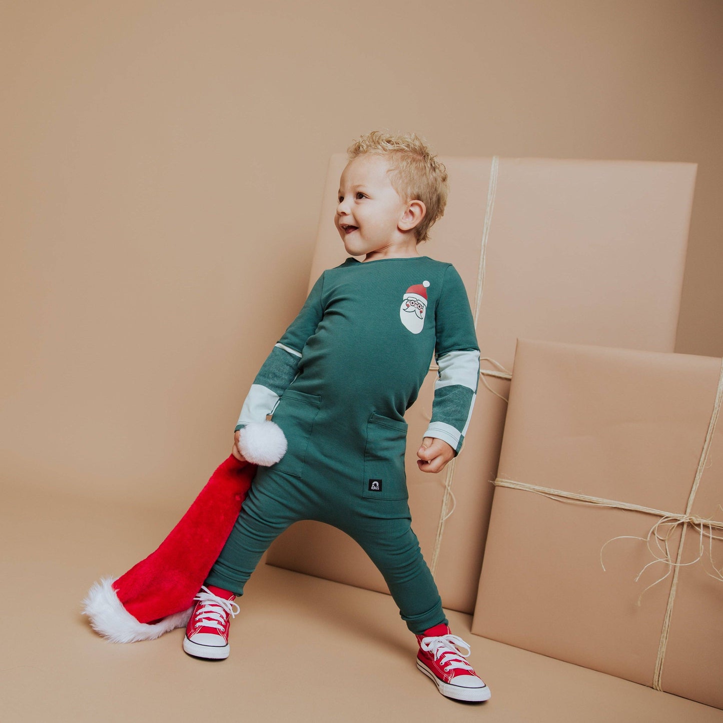 Layered Rag Romper  Ho Ho Ho Green Check