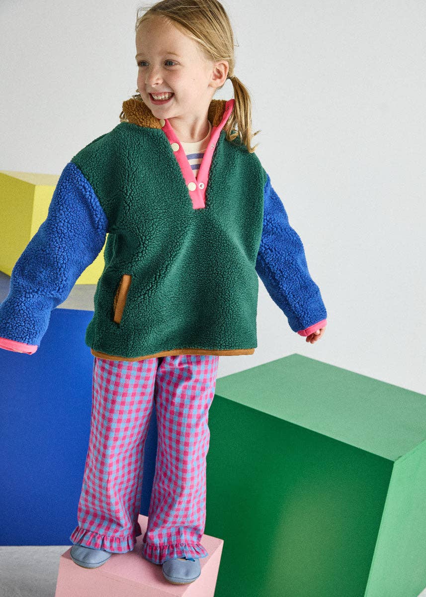 Color Block Fleece Pullover Pink