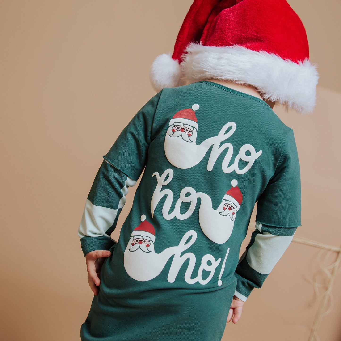 Layered Rag Romper  Ho Ho Ho Green Check