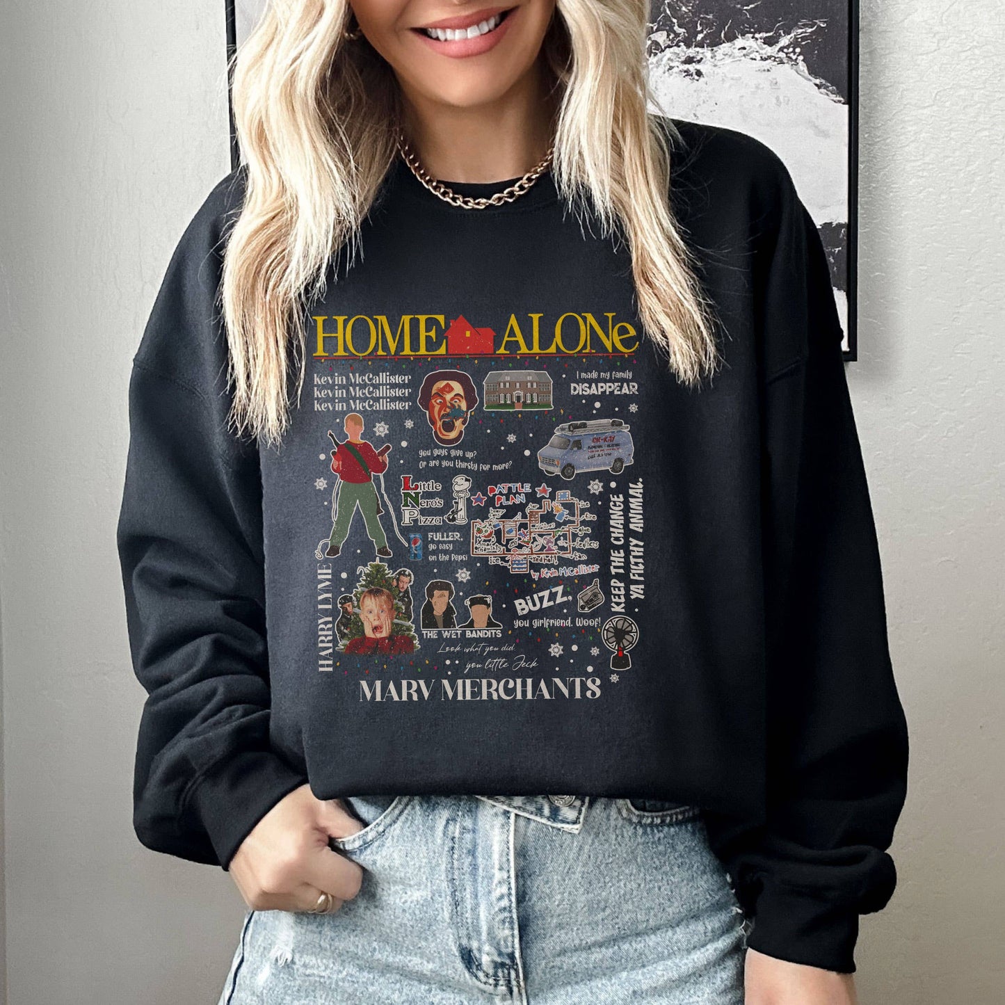 Retro Home Alone Christmas Movie Sweatshirt, Kevin Christmas: Custom / L / Unisex Sweatshirt