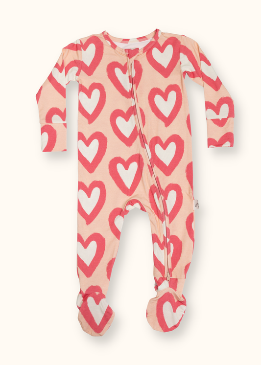 Pink Hearts Zipper Pajama